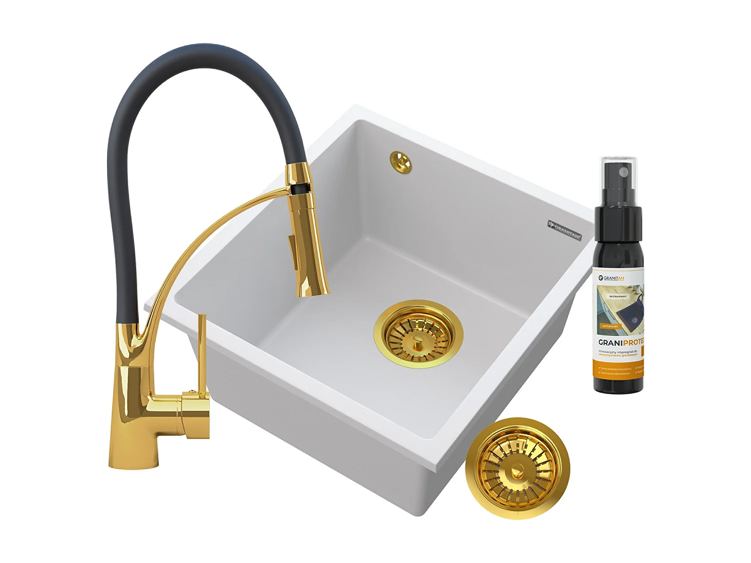 ÉVIER SOUS PLAN EN GRANIT BLANC SET GOLD MINI45