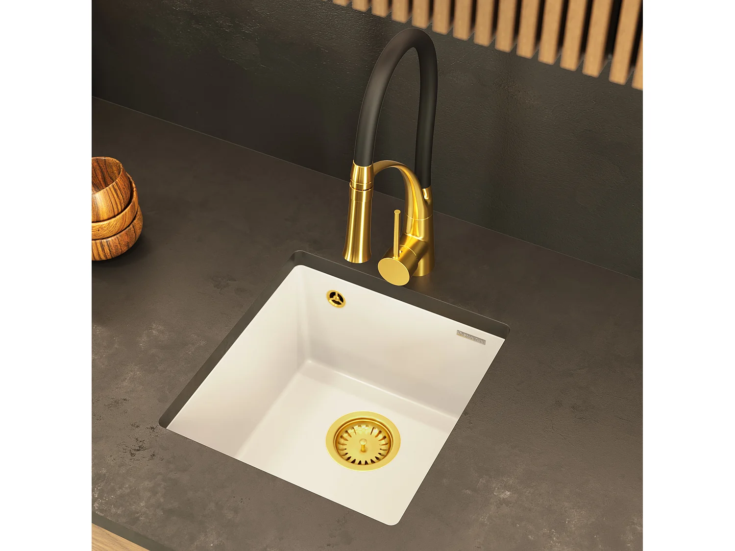 ÉVIER SOUS PLAN EN GRANIT BLANC SET GOLD MINI45