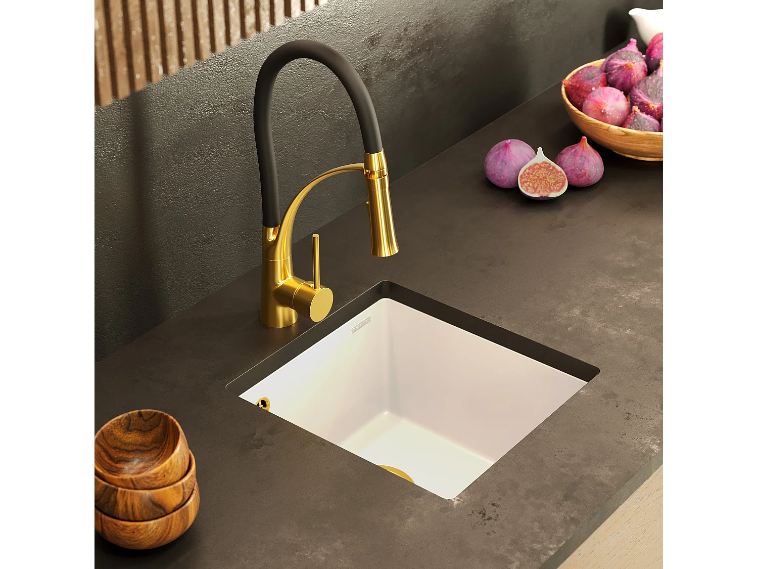 ÉVIER SOUS PLAN EN GRANIT BLANC SET GOLD MINI45