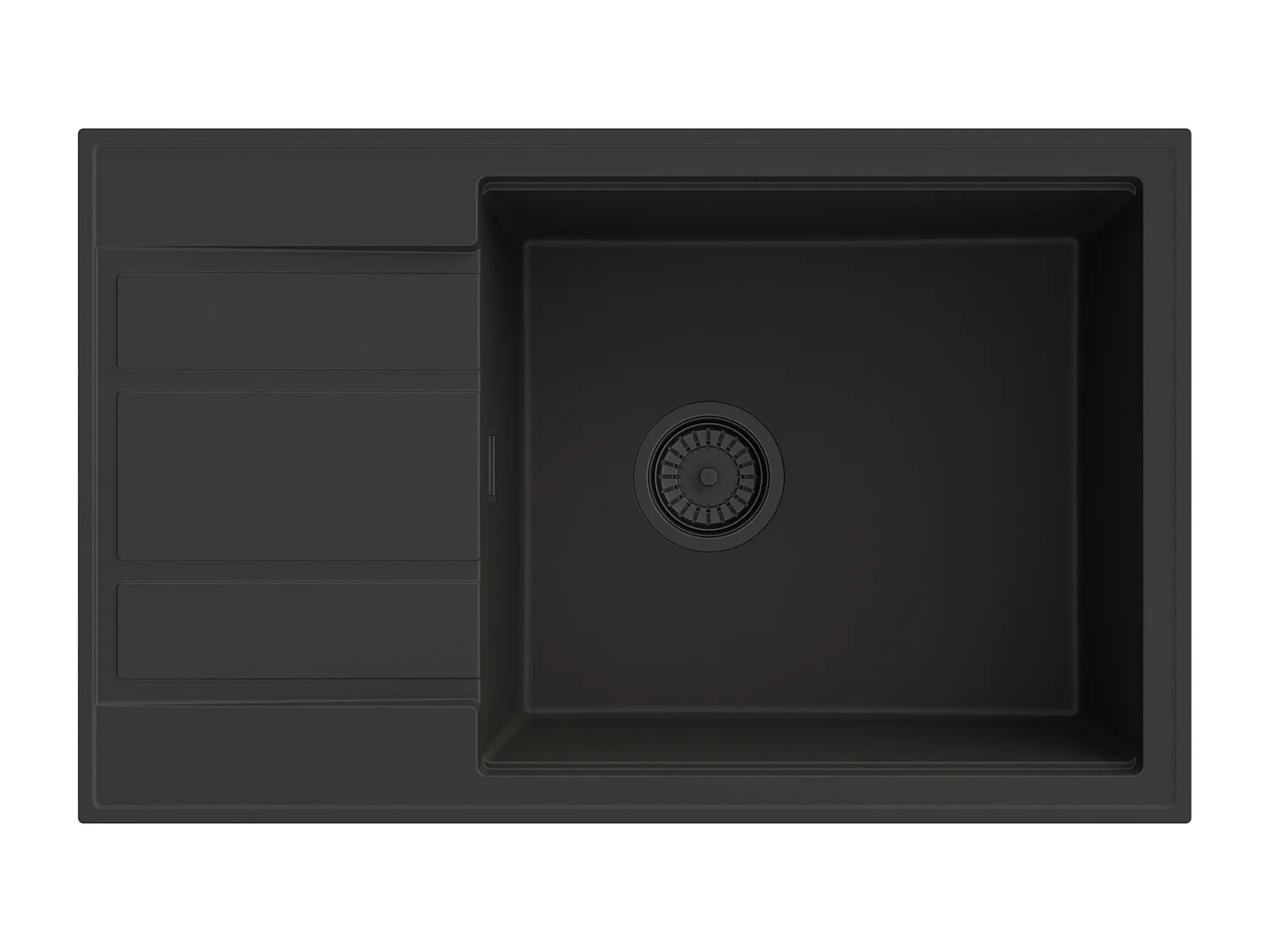 ÉVIER GRANIT NOIR SIPHON LOUIS ROBINET NOIR