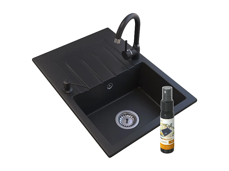 ÉVIER EN GRANIT+MÉLANGEUR EN GRANIT+DOZER