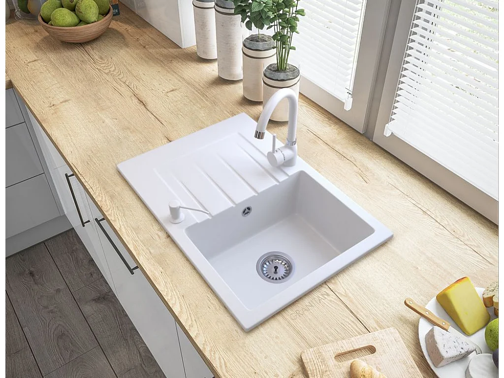 ÉVIER EN GRANIT+MÉLANGEUR EN GRANIT+DOZER