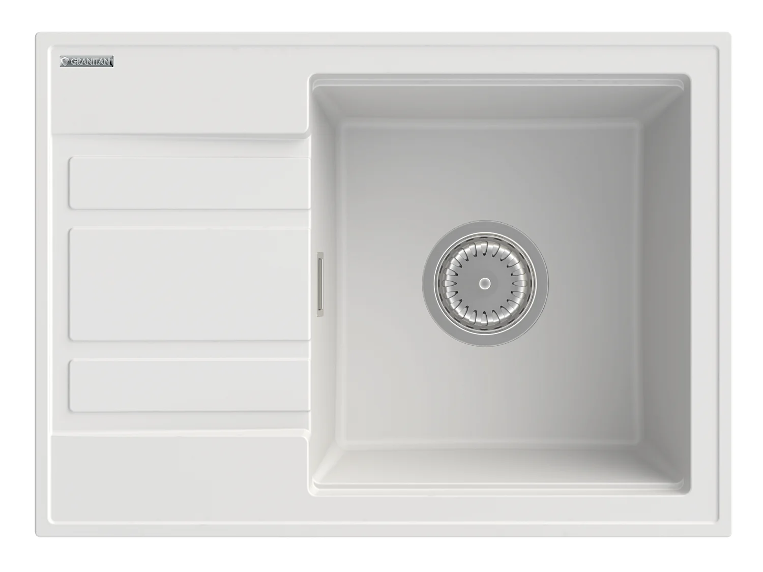 ÉVIER EN GRANIT ÉGOUTTOIR NOIR + SIPHON DOUCHETTE CHROMÉE