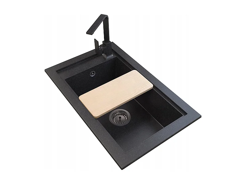 ÉVIER EN GRANIT + COIN ROBINETTERIE + SIPHON MURAL D