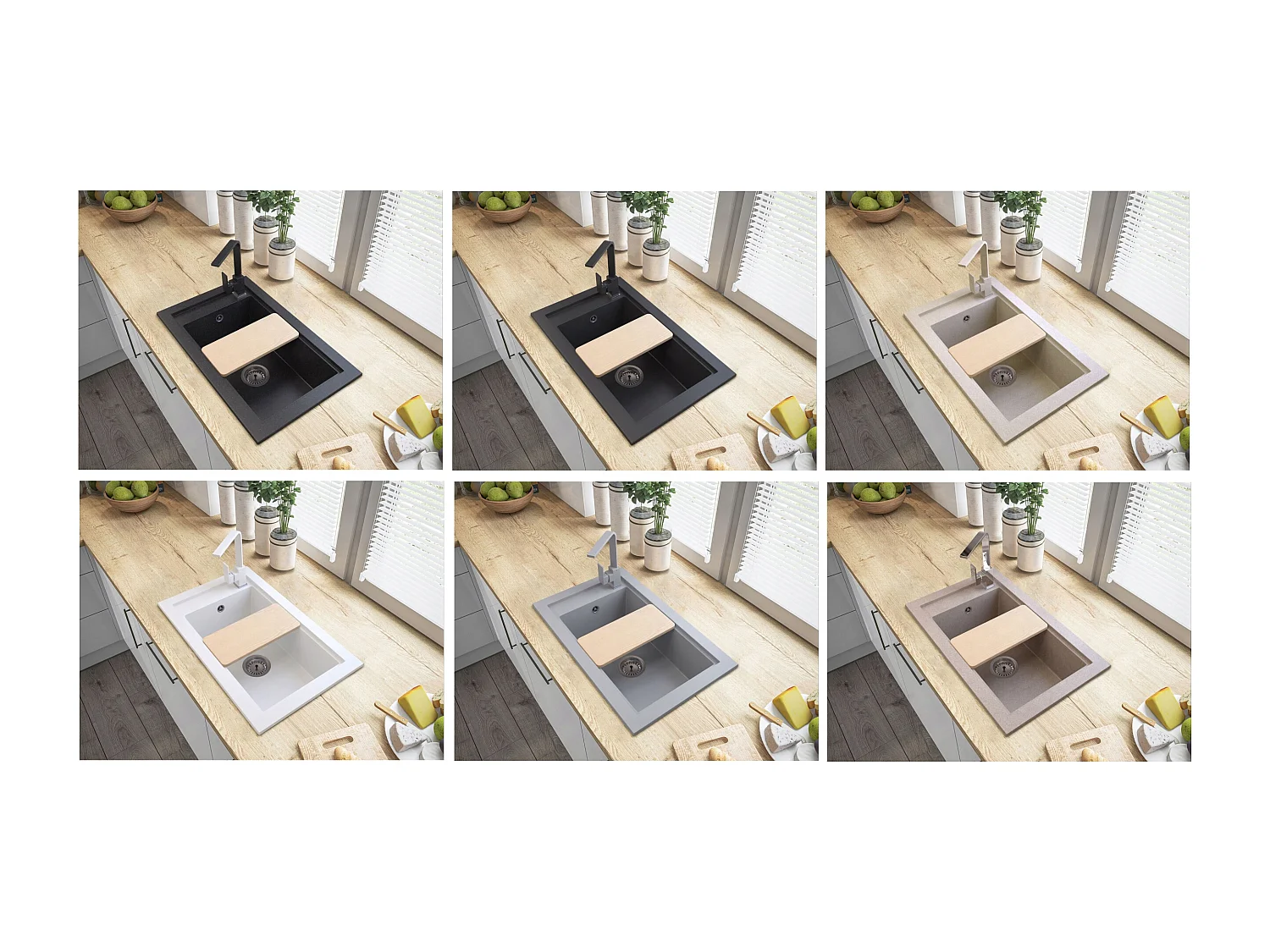 ÉVIER EN GRANIT + COIN ROBINETTERIE + SIPHON MURAL D