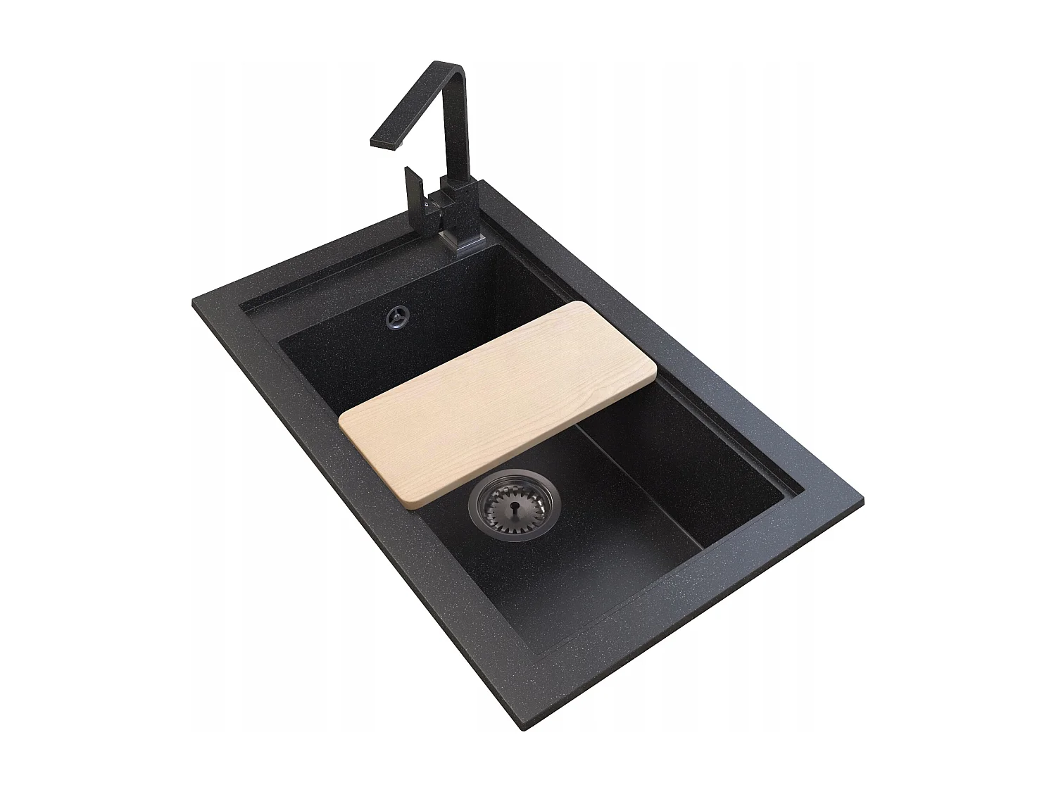 ÉVIER EN GRANIT + COIN ROBINETTERIE + SIPHON MURAL D