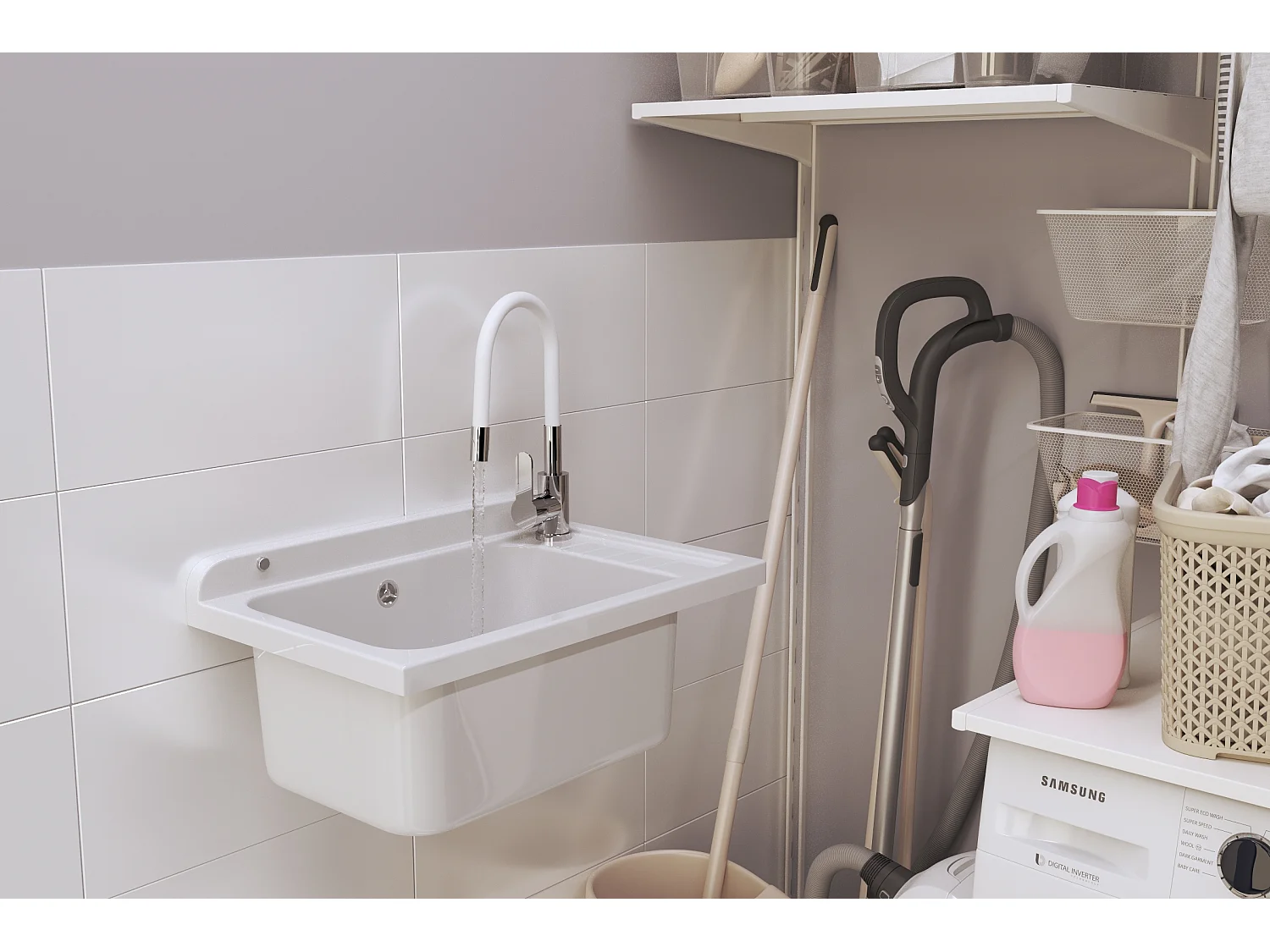 ÉVIER UTILITAIRE BLANC BUANDERIE GARAGE CHAUFFERIE MONZA