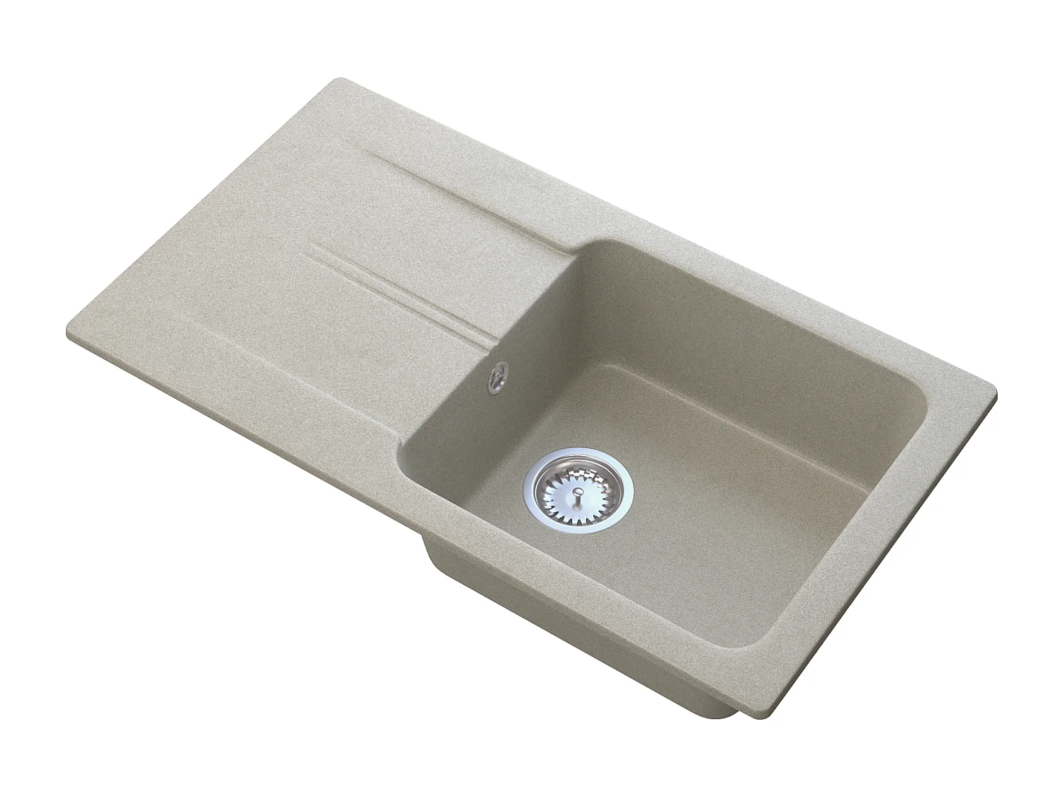 ÉVIER EN GRANIT AVEC ÉGOUTTOIR BEIGE SIPHON CHROME TASOS