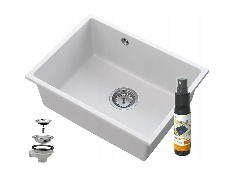MANADO WHITE UNDERMOUNT CHROME SINK 60