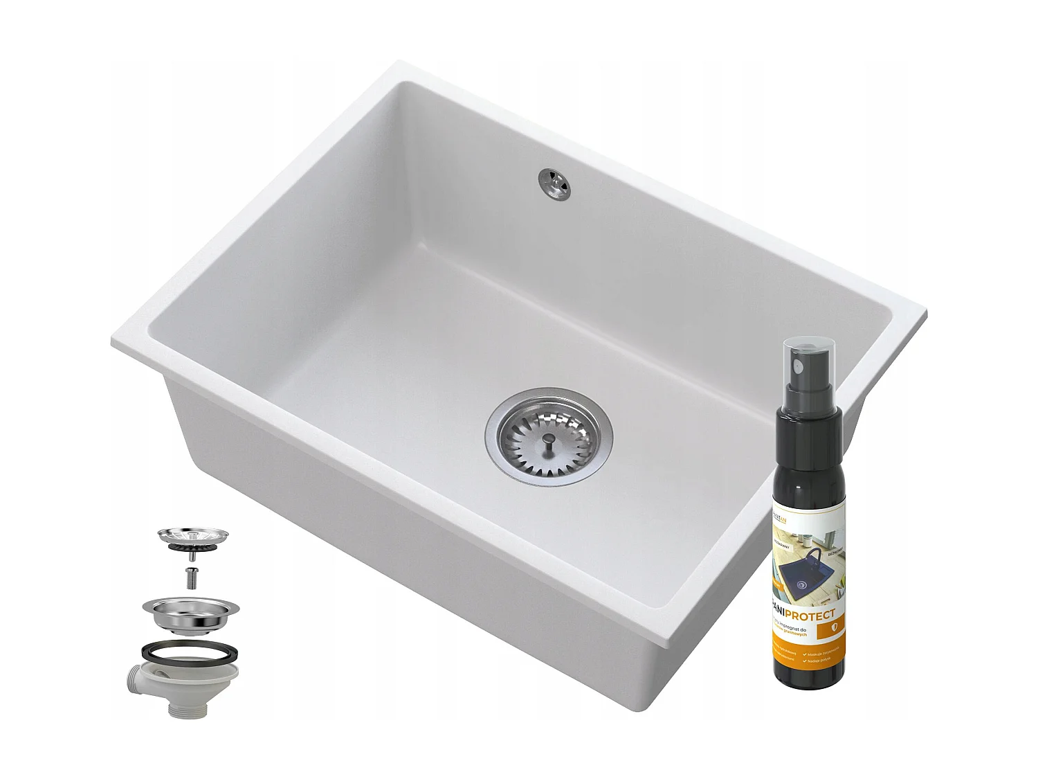 MANADO WHITE UNDERMOUNT CHROME SINK 60