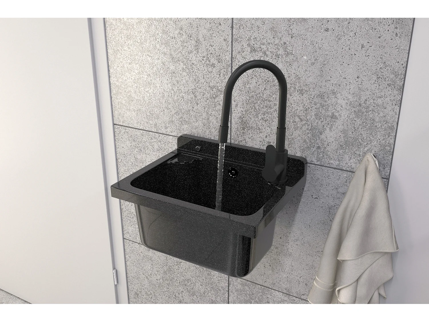 ÉVIER TECHNIQUE EN GRANIT NOIR CHAMBRE DE TRAVAIL LOMA