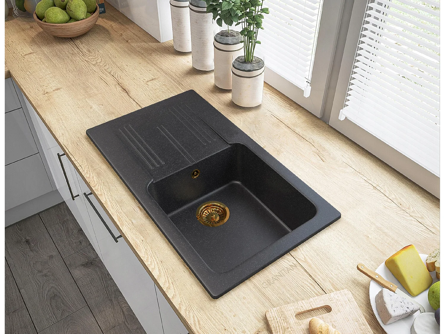 ÉVIER EN GRANIT ADA GOLD SIPHON MURAL D