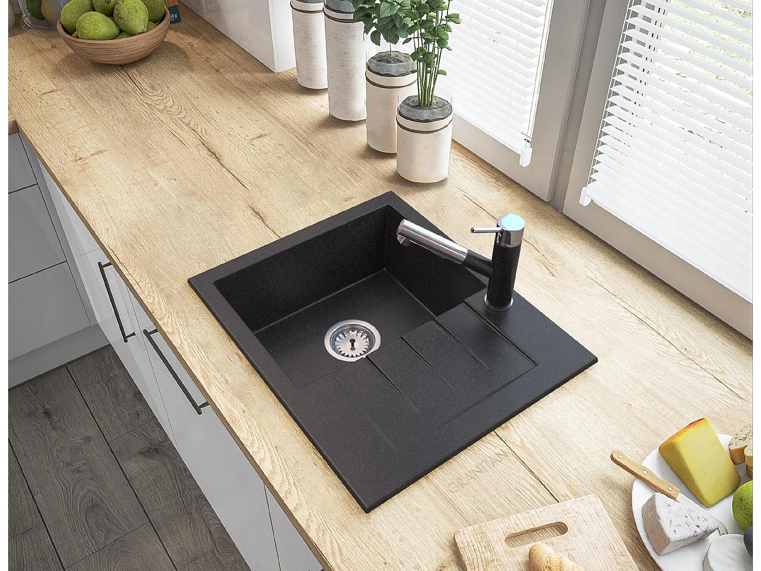 ÉVIER EN GRANIT ÉTANCHÉITÉ SIPHON CLICK KLAK GRANIT