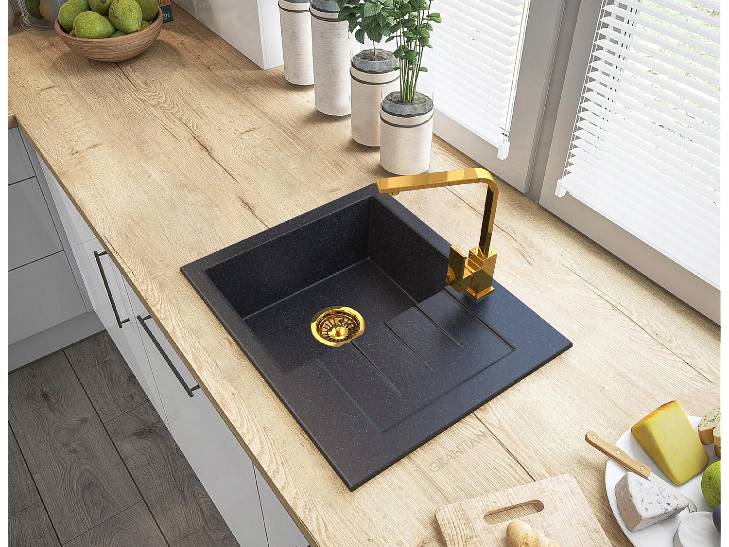 ÉVIER EN GRANIT ÉTANCHÉITÉ SIPHON CLICK KLAK GRANIT