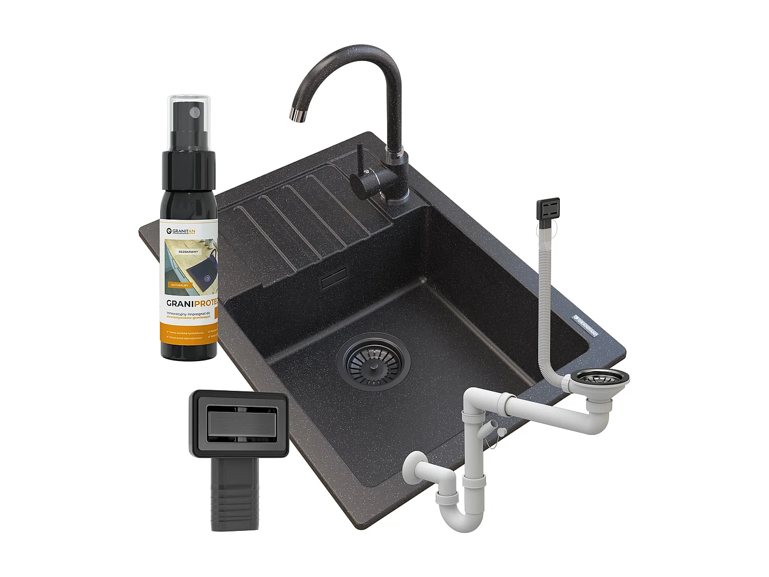 ÉVIER EN GRANIT ARGOS + MITIGEUR BETA + SIPHON