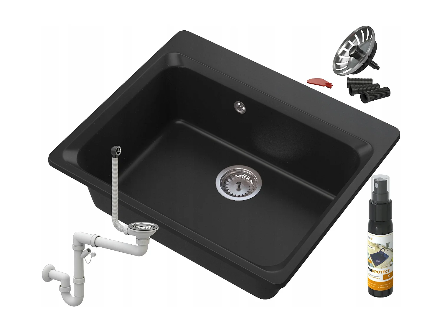 ÉVIER EN GRANIT ZANTE IMPRÉGNÉ 1 COMPARTIMENT SIPHON CLICK