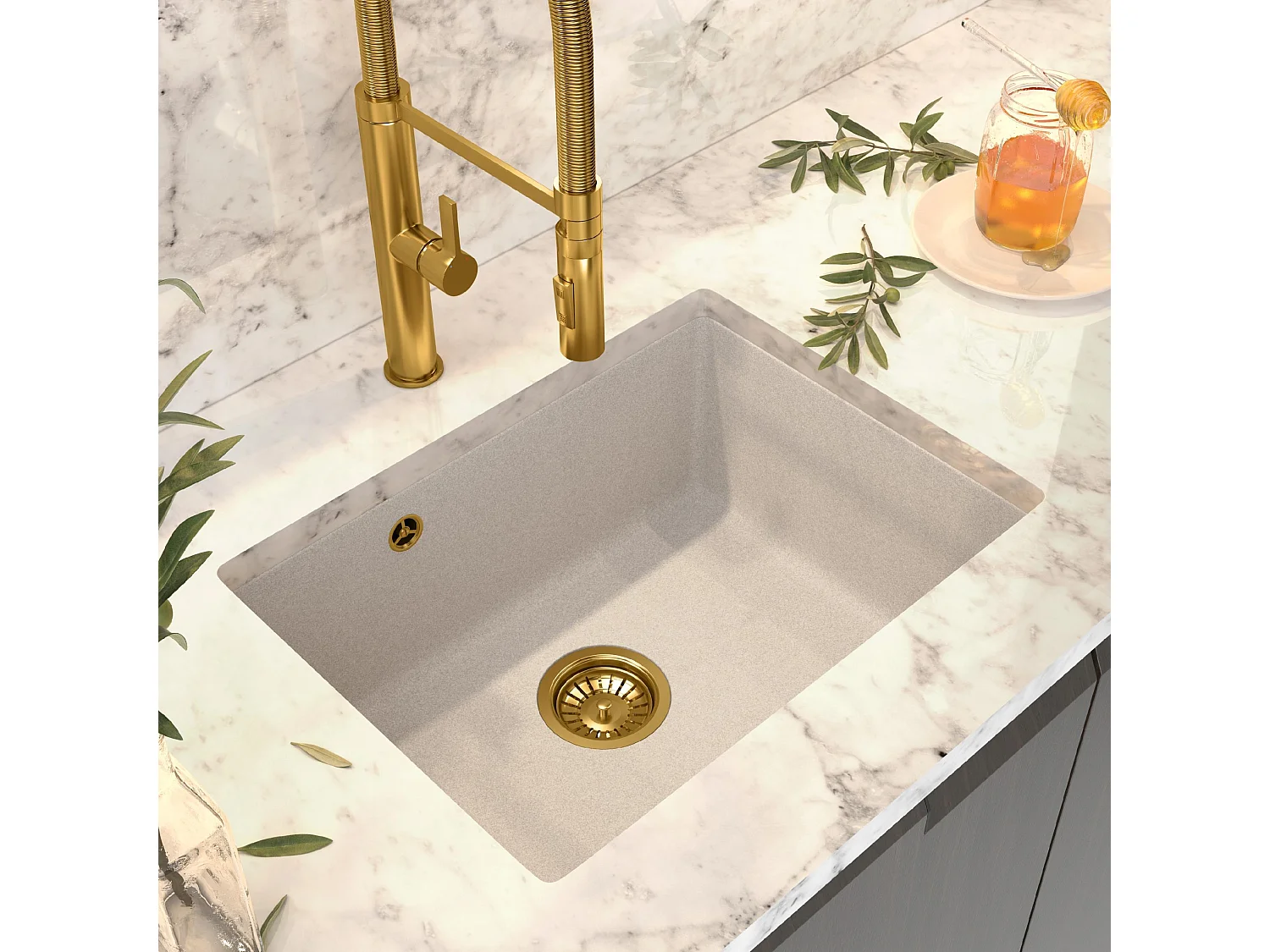 MANADO BEIGE ÉVIER SOUS PLAN OR 60