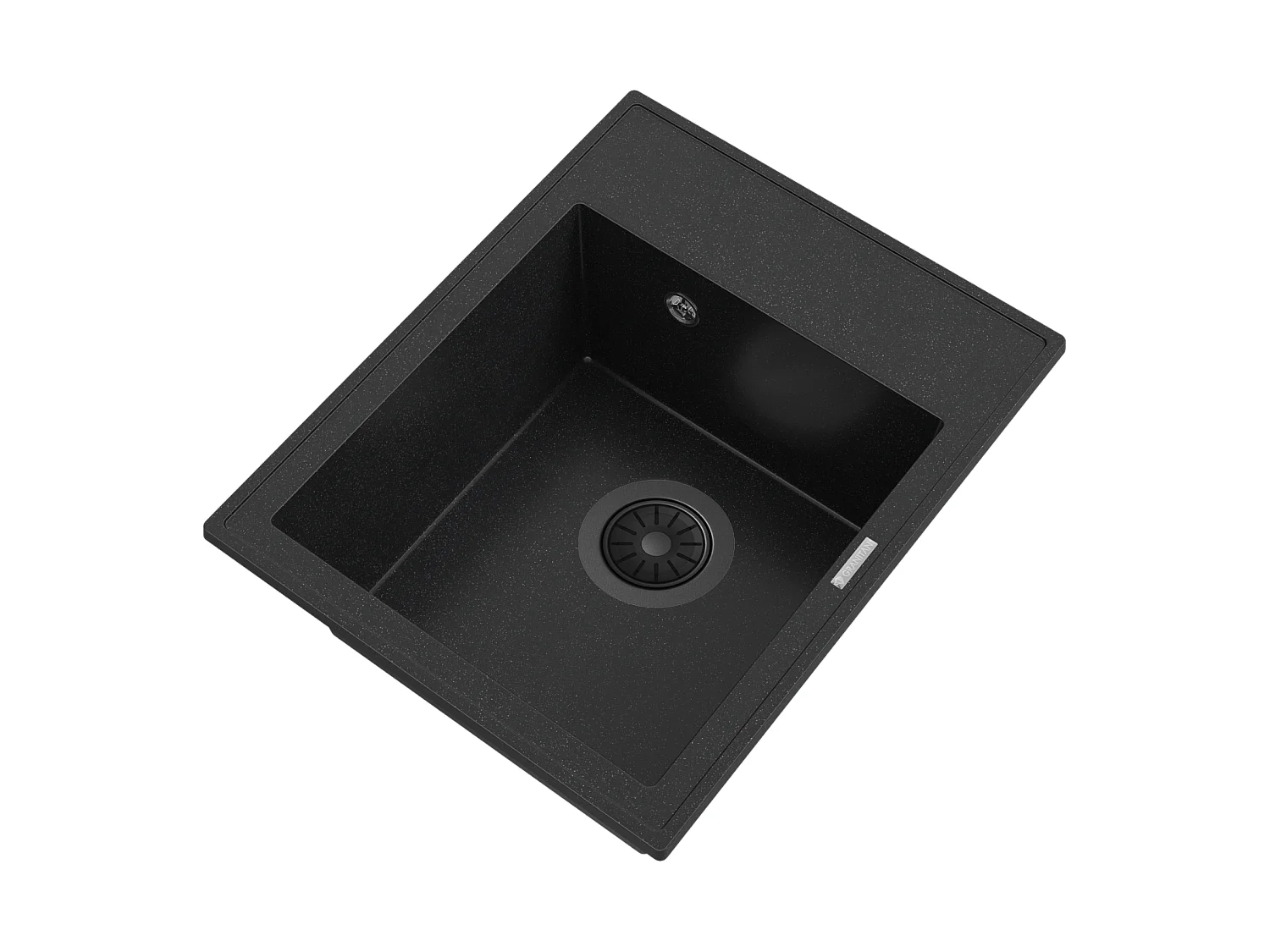 ÉVIER MONOCUVE EN GRANIT ROBINETTERIE À POINTS NOIRS SIPHON NERO