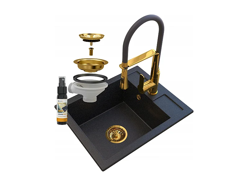 ÉVIER EN GRANIT DORÉ MEILLEUR ROBINET SIPHON DORÉ