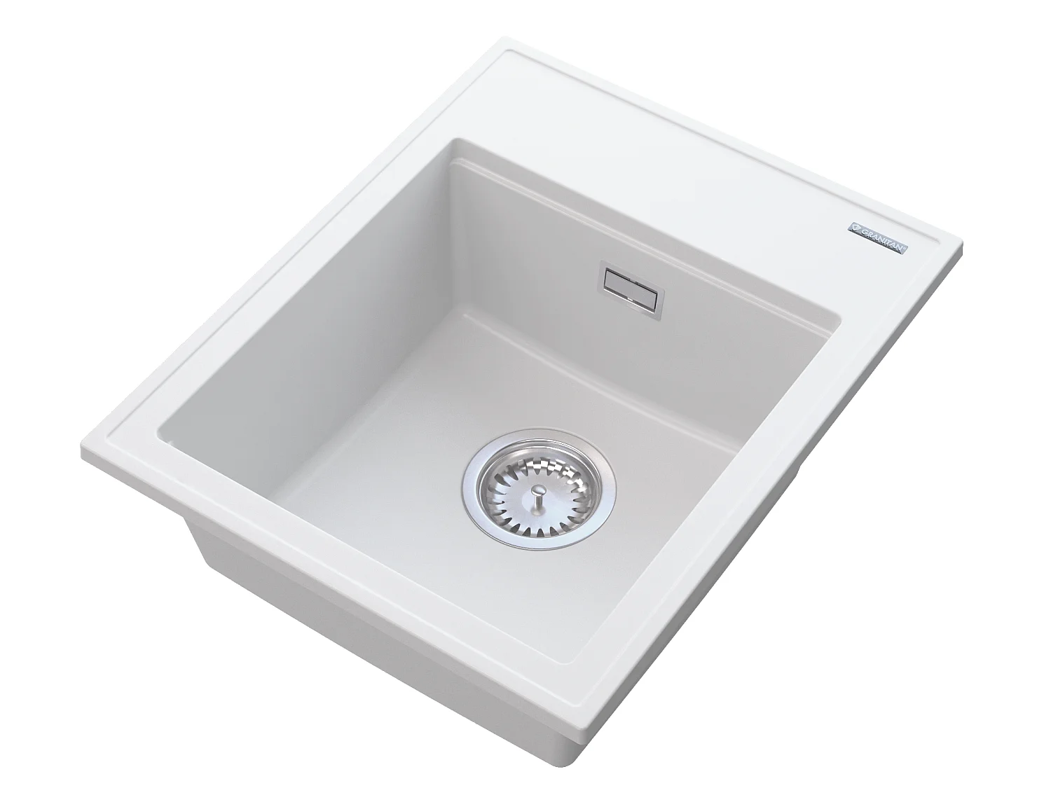 ÉVIER EN GRANIT NOIR AVEC SIPHON CHROMÉ ALOR