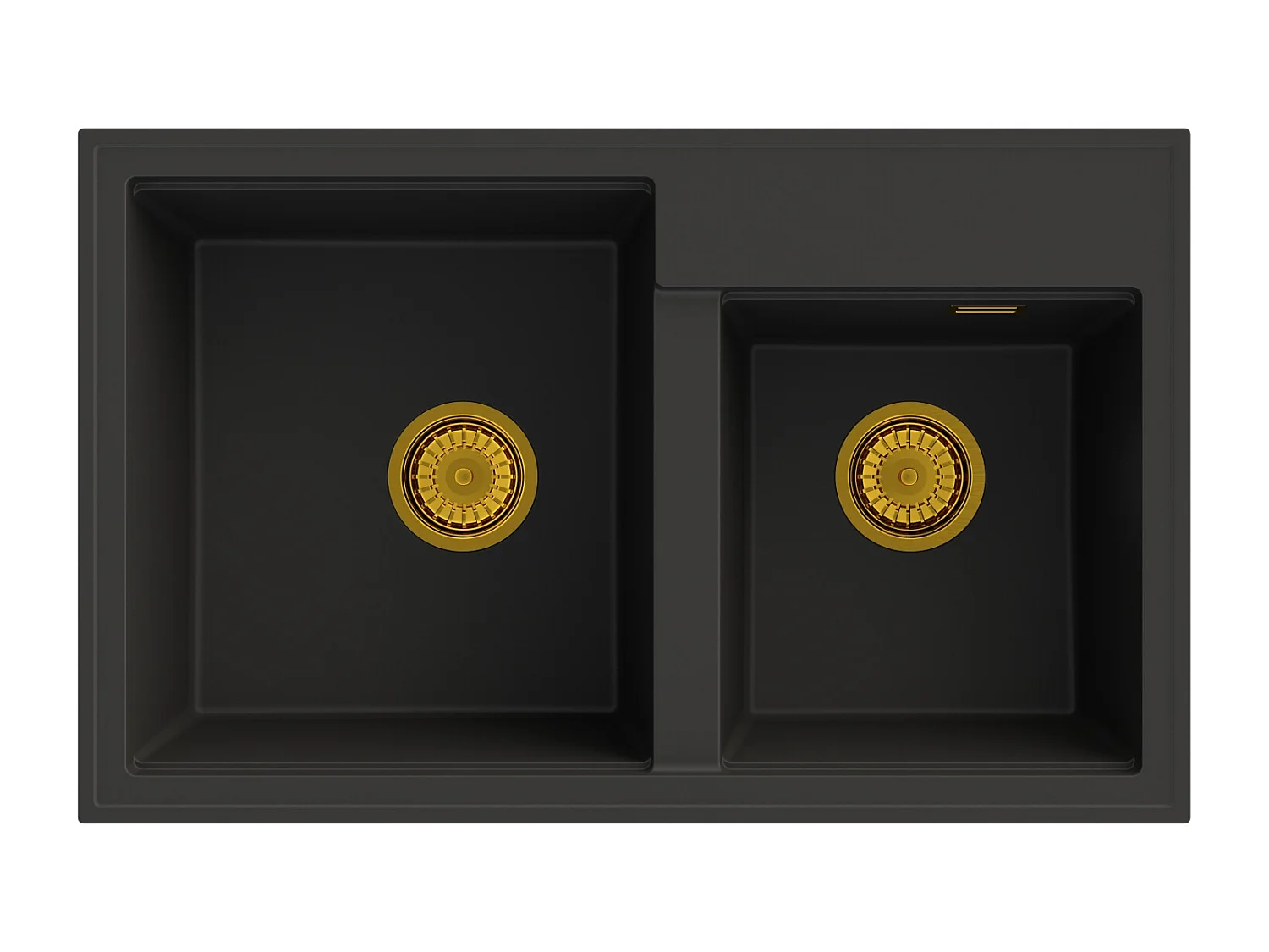 ÉVIER EN GRANIT NOIR SIPHON GOLD ROBINET HEKTOR