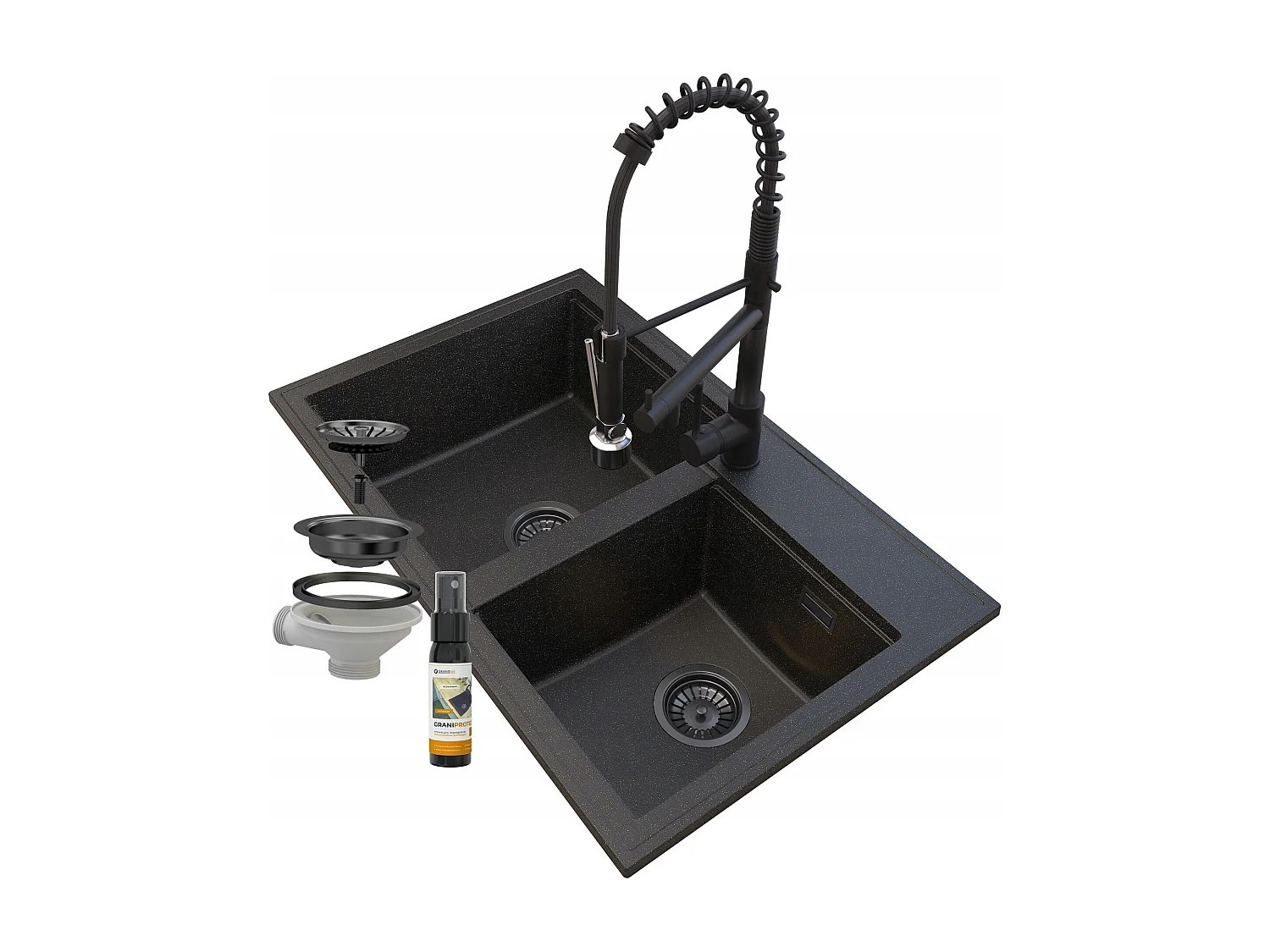 ÉVIER EN GRANIT GOLDEN HECTOR SIPHON ROBINET SPIRALE