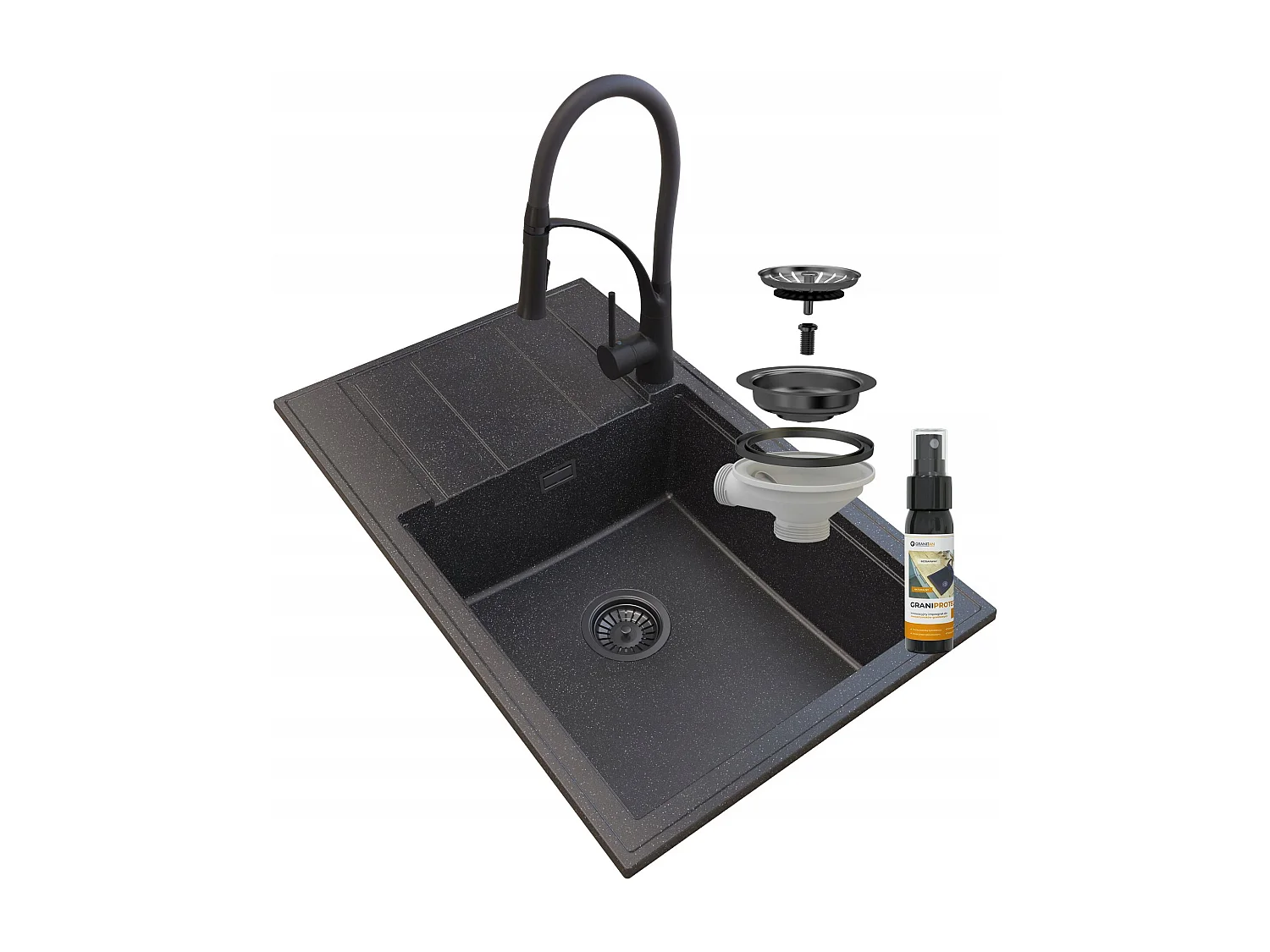 ÉVIER GRANIT GRANIT LOUIS SIPHON BAT NEXO BLACK