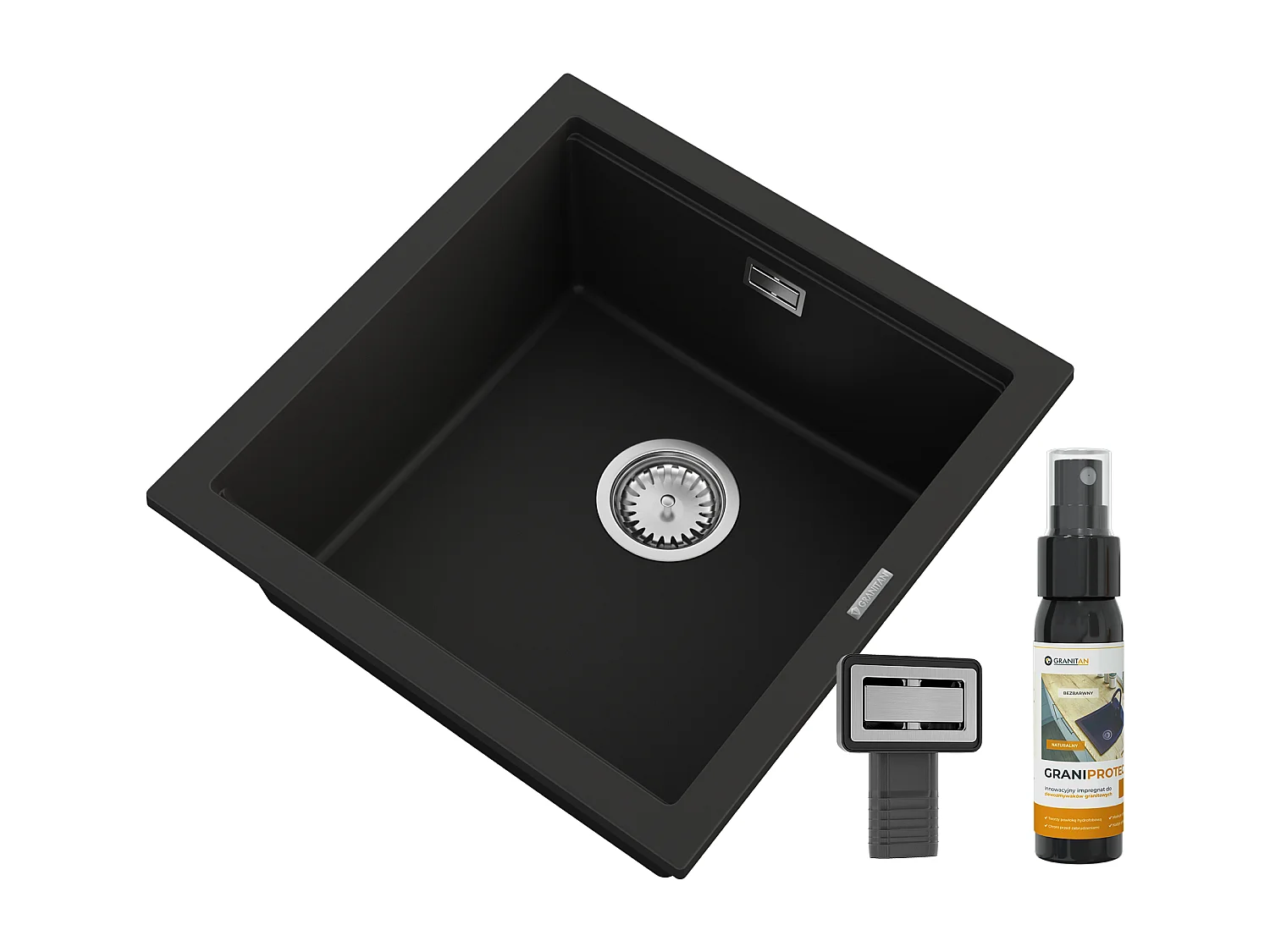 GRANIT ÉVIER SOUS PLAN RECTANGULAIRE TROP PLEIN TUGA48