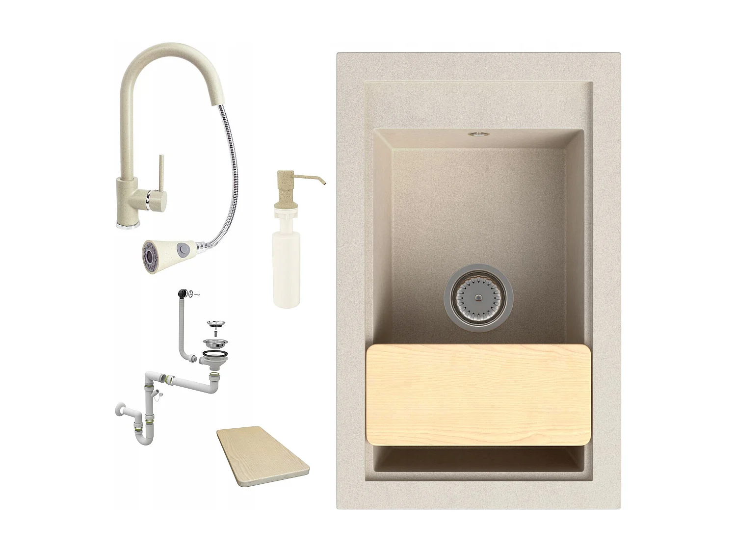 ENSEMBLE D'ÉVIER EN GRANIT À UN SEUL BAC+++