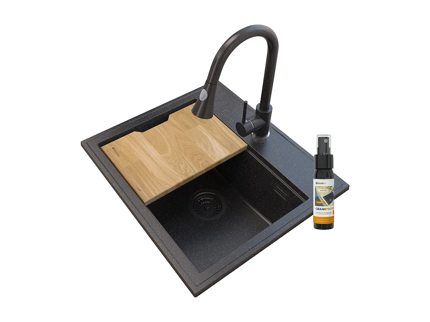 ÉVIER EN GRANIT TACHETÉ FOXAL +SERPENT DE CHAUVE-SOURIS TACHETÉ