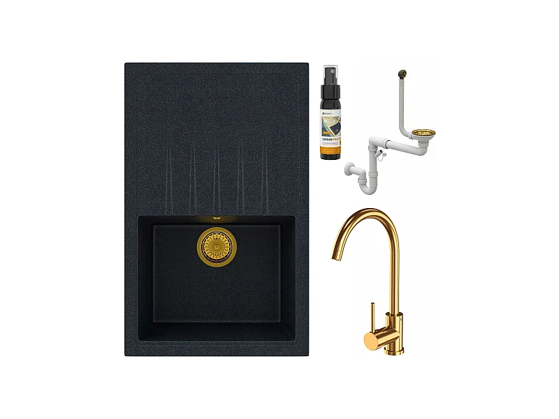ÉVIER DE CUISINE EN GRANIT DORÉ ROBINETTERIE ERIS