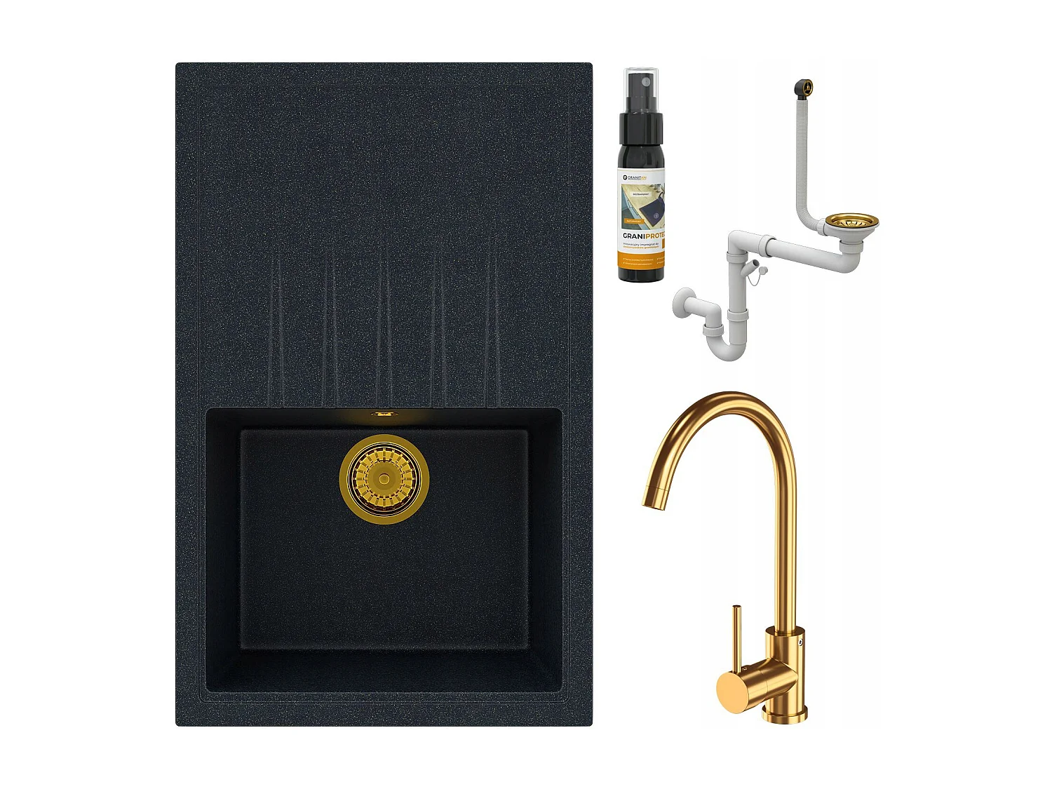 ÉVIER DE CUISINE EN GRANIT DORÉ ROBINETTERIE ERIS