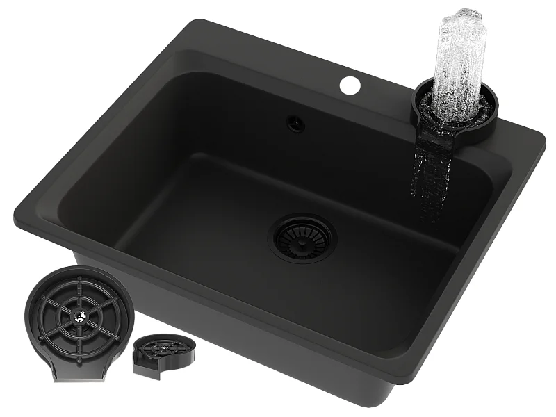 ÉVIER EN GRANIT GRAND PROFOND ACOMORA BLACK SET ZANTE AUTOMATIC WASHER