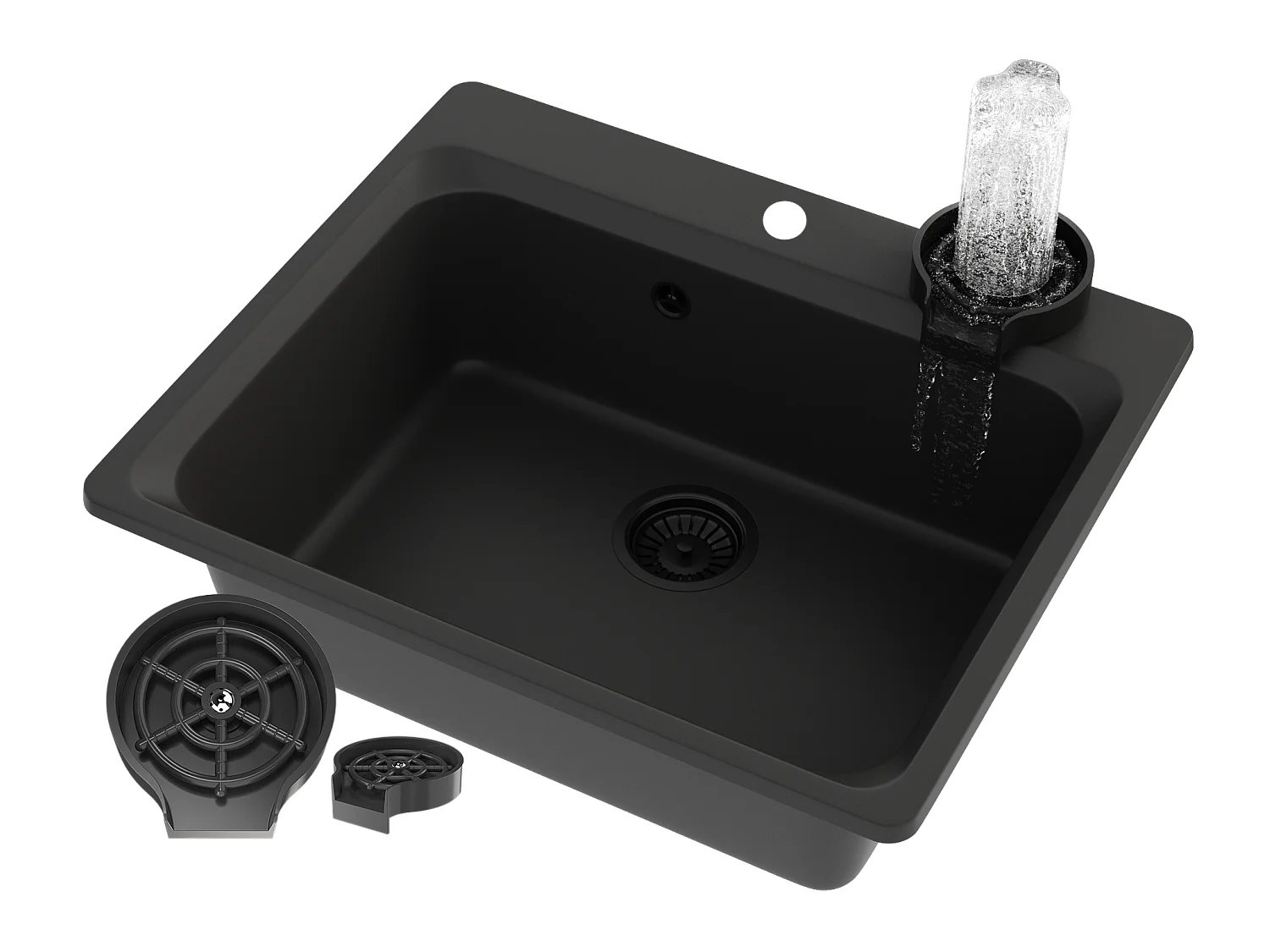 ÉVIER EN GRANIT GRAND PROFOND ACOMORA BLACK SET ZANTE AUTOMATIC WASHER