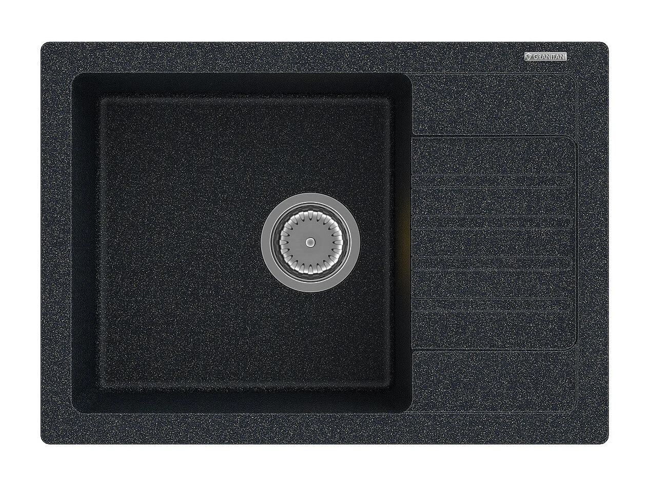 GOLDEN ARGOS ÉVIER GRANIT + SIPHON CARRÉ CHROMÉ