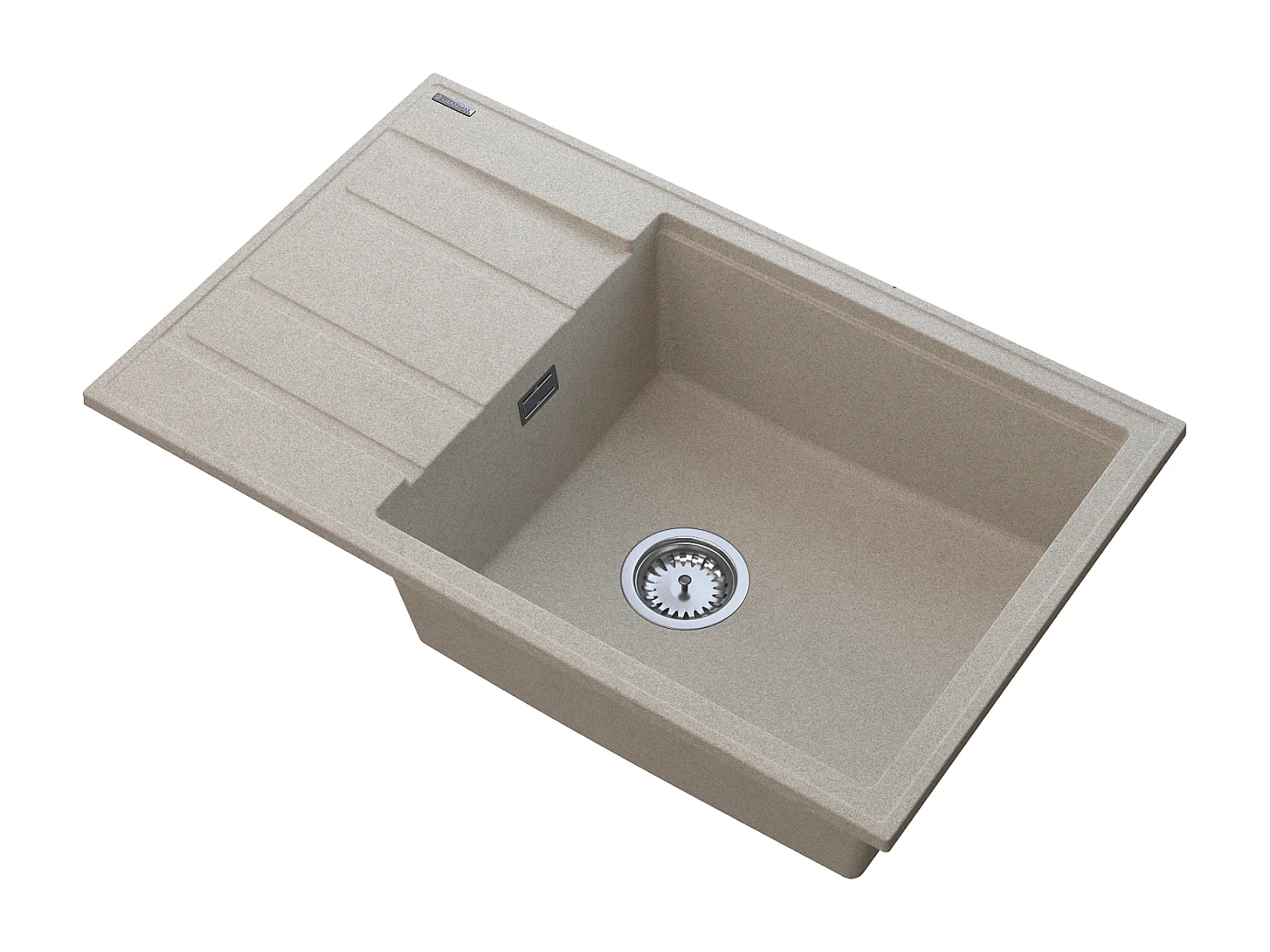 ÉVIER EN GRANIT BEIGE ÉGOUTTOIR SIPHON CHROME LOUIS