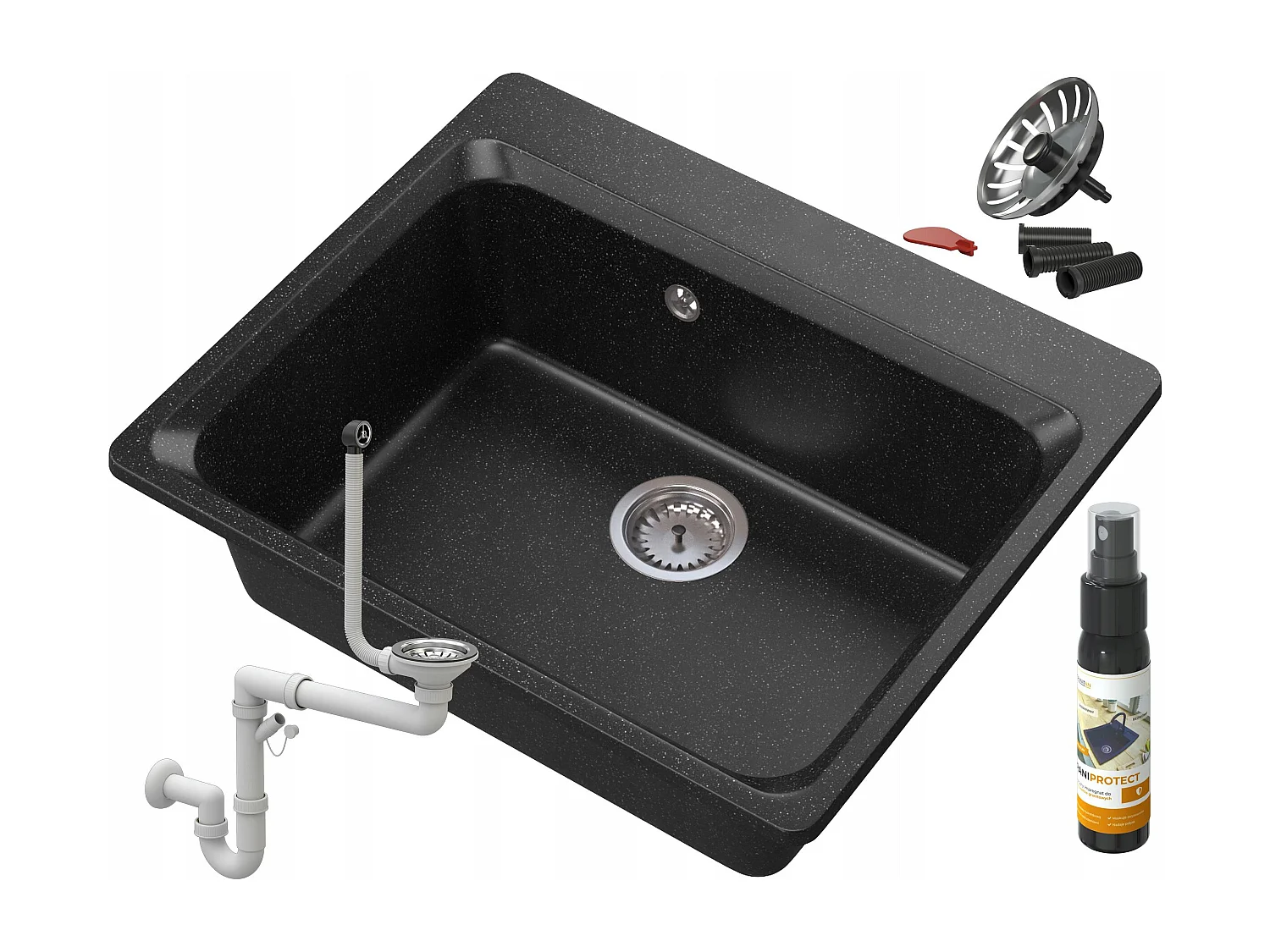 ÉVIER EN GRANIT ZANTE IMPRÉGNÉ 1 COMPARTIMENT SIPHON CLICK