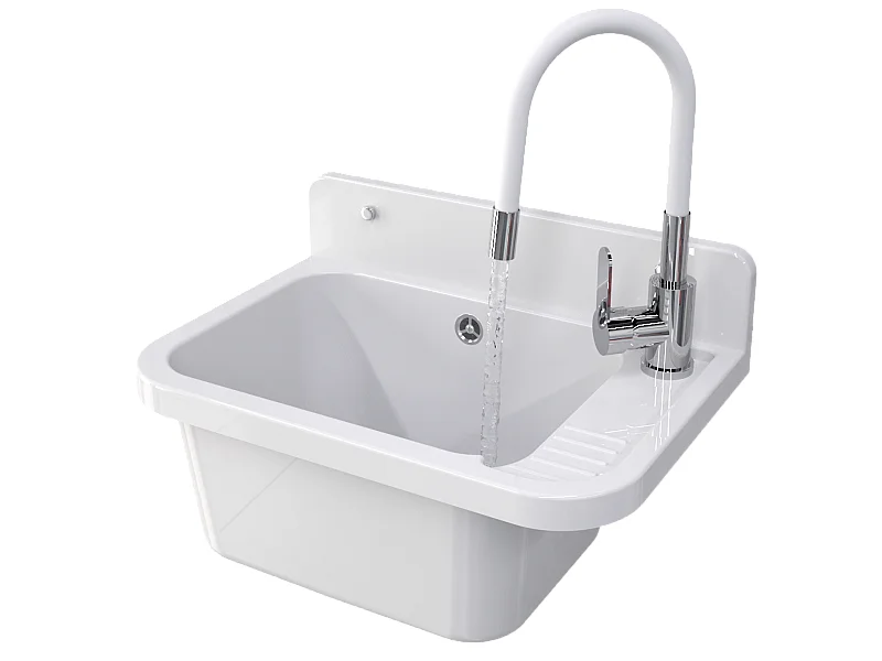 ÉVIER DE FERME MÉLANGEUR D'ÉVIER TECHNIQUE BLANC BEC FLEXIBLE PARON