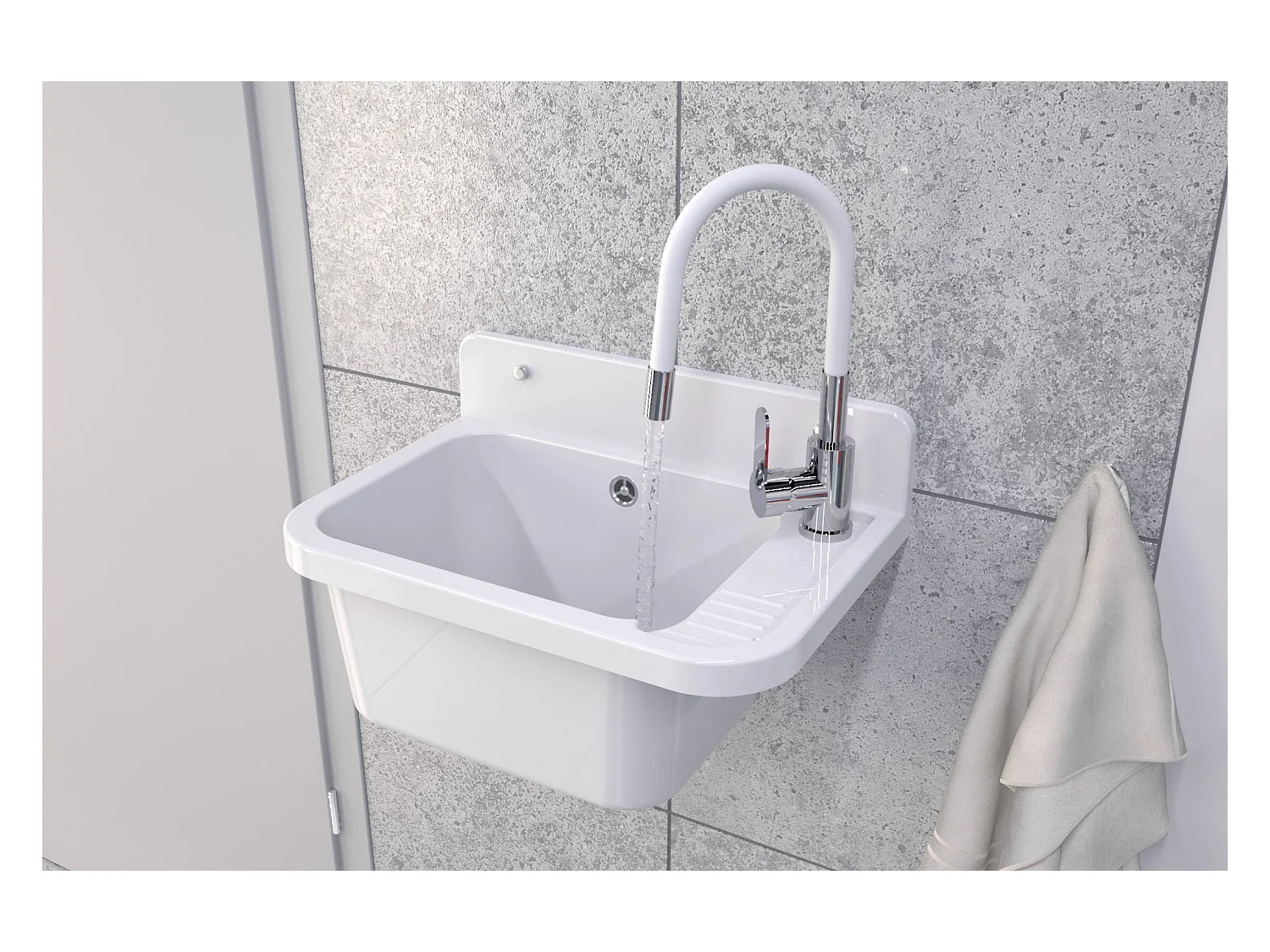 ÉVIER DE FERME MÉLANGEUR D'ÉVIER TECHNIQUE BLANC BEC FLEXIBLE PARON