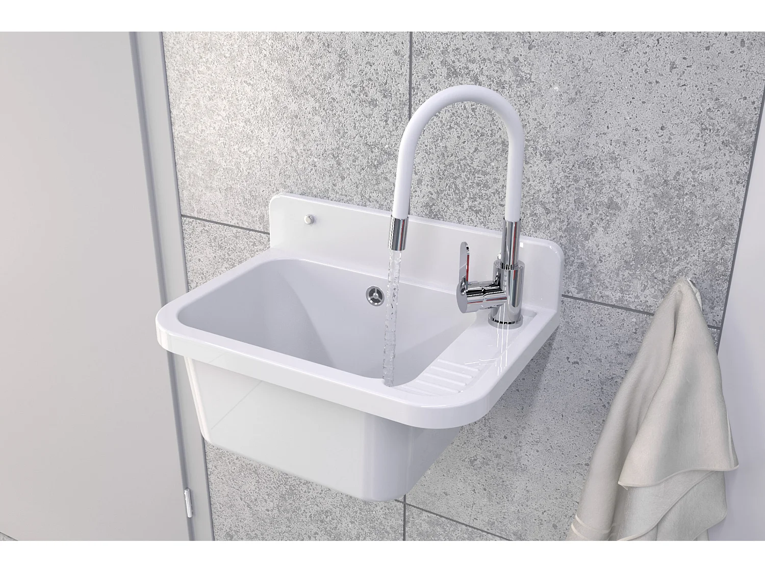 ÉVIER DE FERME MÉLANGEUR D'ÉVIER TECHNIQUE BLANC BEC FLEXIBLE PARON