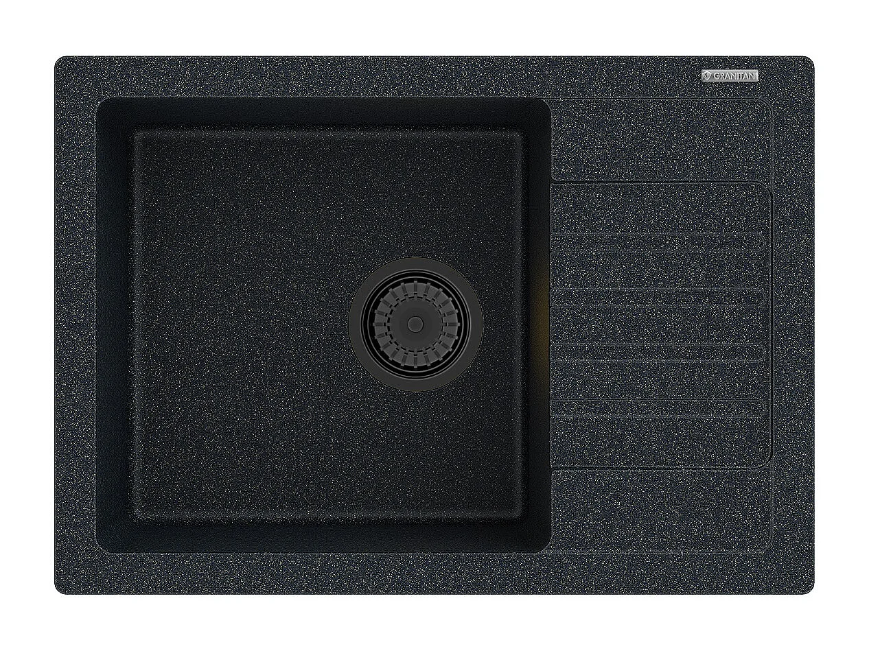 GOLDEN ARGOS GRANIT ÉVIER + SIPHON SQUARE BLACK