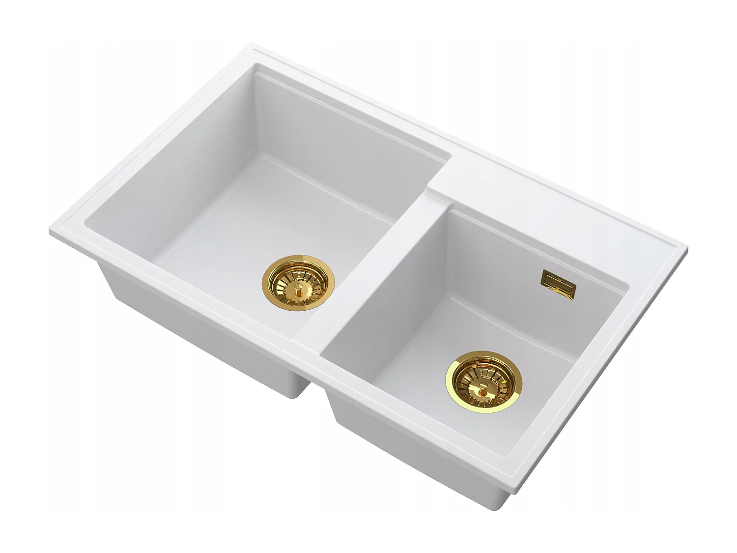 ÉVIER GRANIT BLANC 2 COMPARTIMENTS SIPHON GOLDEN HECTOR