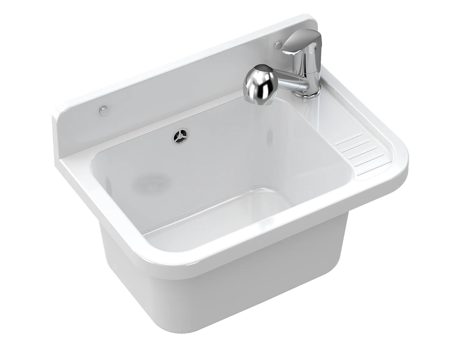 ÉVIER DE FERME CUVETTE BLANC GARAGE PARON ROBINET BEC EXTRACTIBLE CHROME MAIN