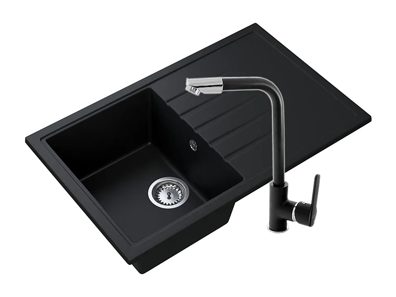 GRAND ÉVIER EN GRANIT ERIS AVEC MITIGEUR 6 COULEURS