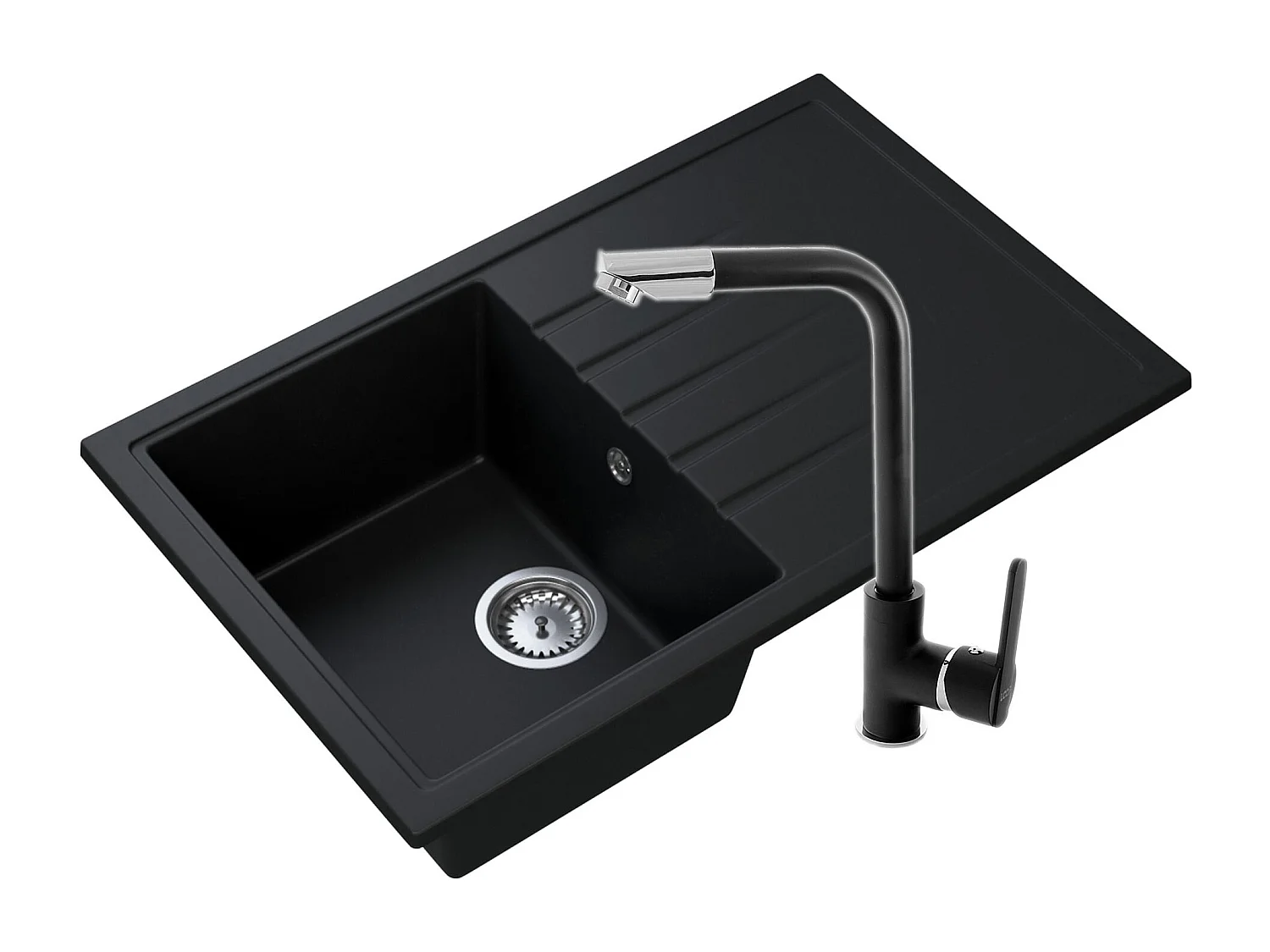 GRAND ÉVIER EN GRANIT ERIS AVEC MITIGEUR 6 COULEURS