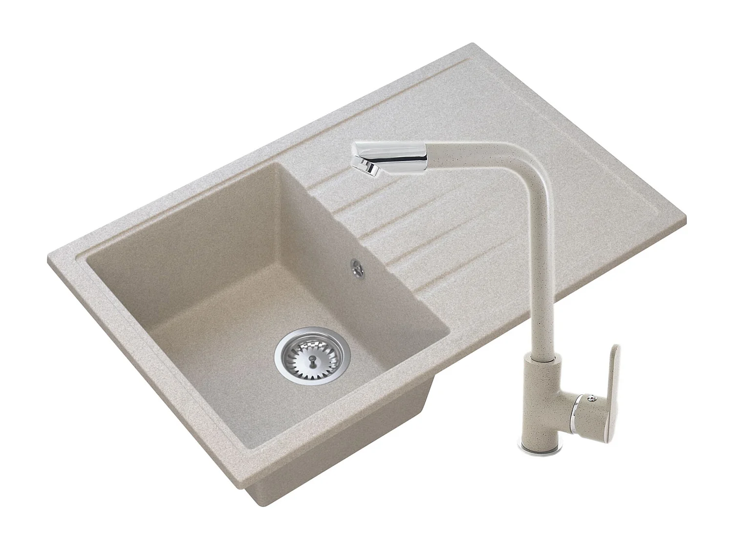 GRAND ÉVIER EN GRANIT ERIS AVEC MITIGEUR 6 COULEURS