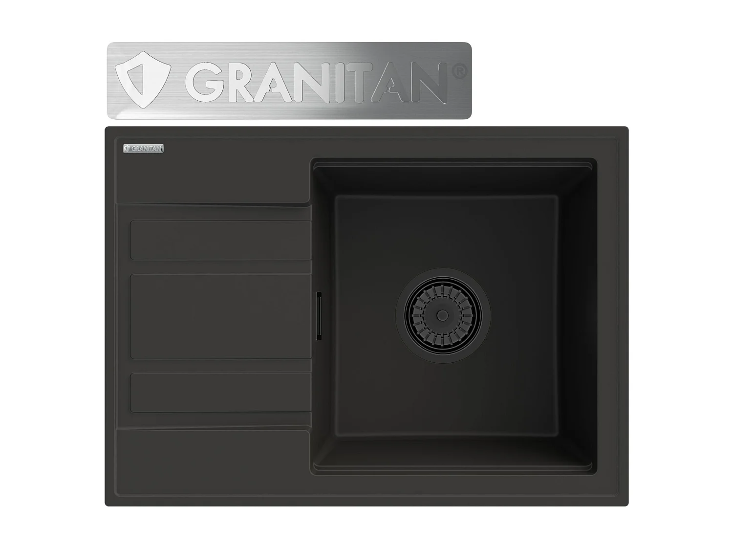 ÉGOUTTOIR D'ÉVIER EN GRANIT SIPHON WETAR NOIR