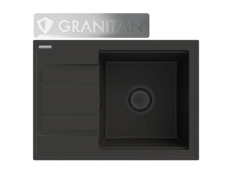 ÉGOUTTOIR D'ÉVIER EN GRANIT SIPHON WETAR NOIR