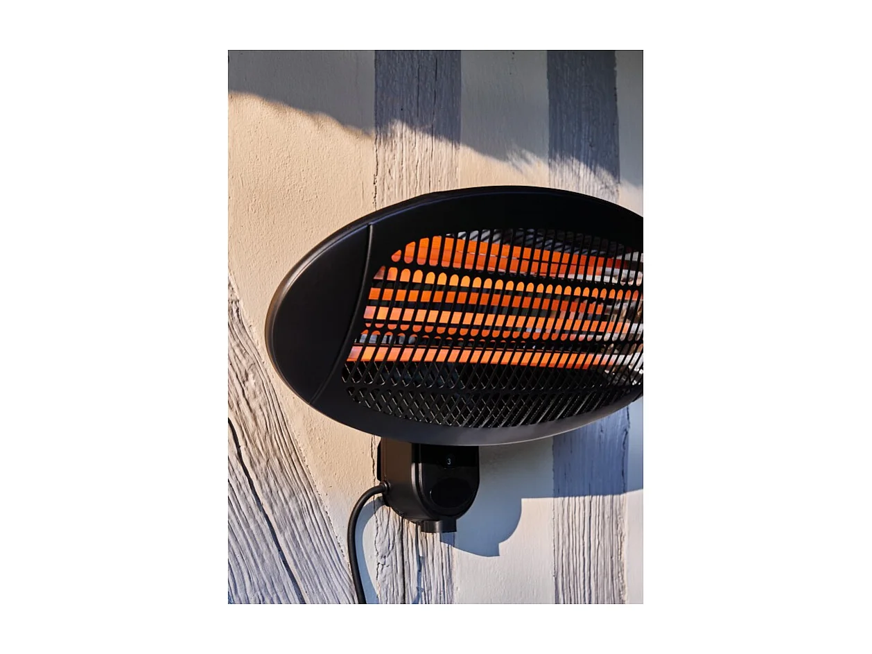 Chauffage electrique FAVEX Fano - 2000 W - A fixer - 3 positions de chauffe - L 50 x P 16 x H 36 cm - Noir