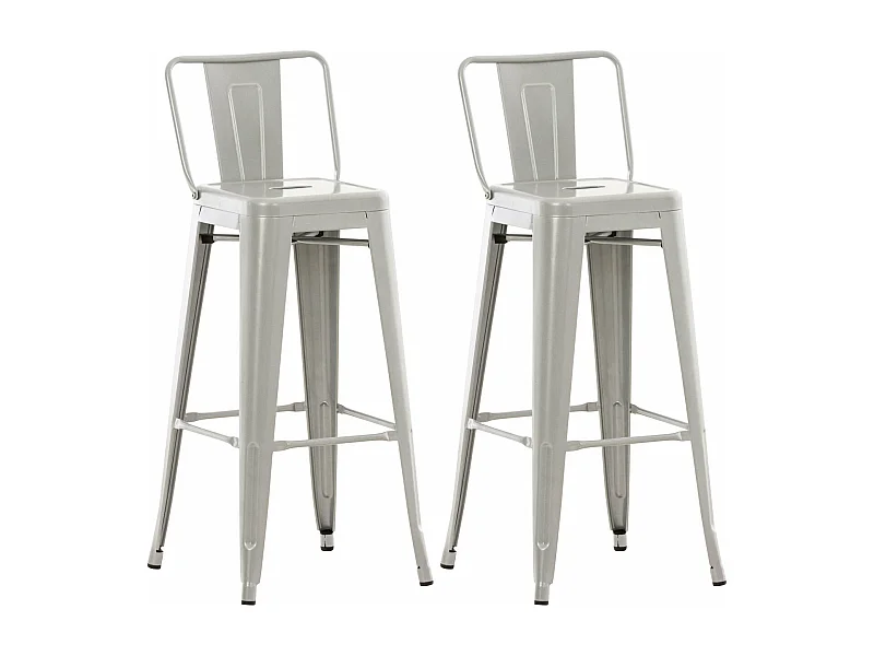 Lot de 2 tabourets métal grise 44 x 43 x 96 cm 10_0000967